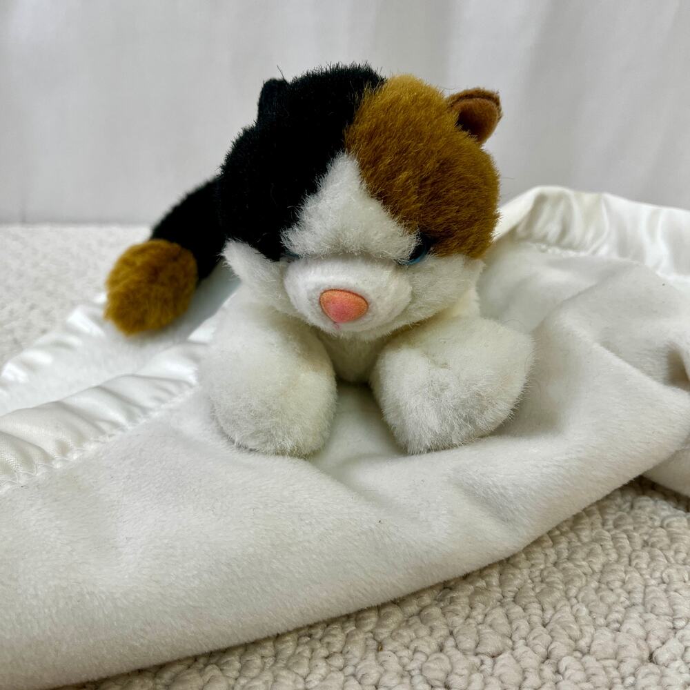 My Banky Caileigh Calico Kitty Cat Plush Security Blanket Lovey 15" Satin Edge